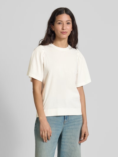 Selected Femme T-shirt z marszczeniami model ‘PENELOPE’ Biały 4