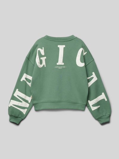 Garcia Sweatshirt met labelprint Rietgroen - 3