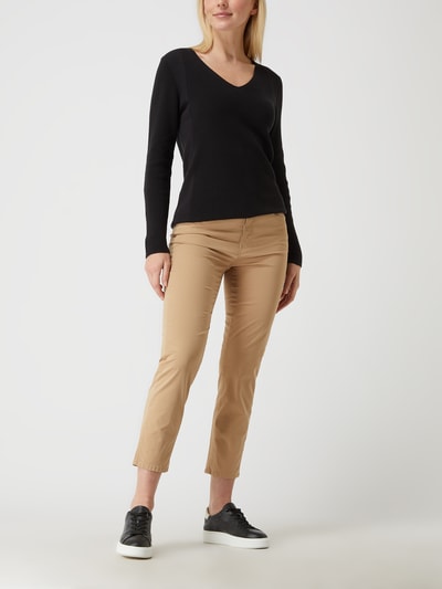 Brax Korte slim fit broek met stretch, model 'Mary' Zand - 1