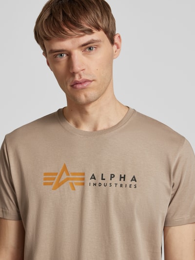 Alpha Industries T-shirt z nadrukiem z logo Beżowy 3