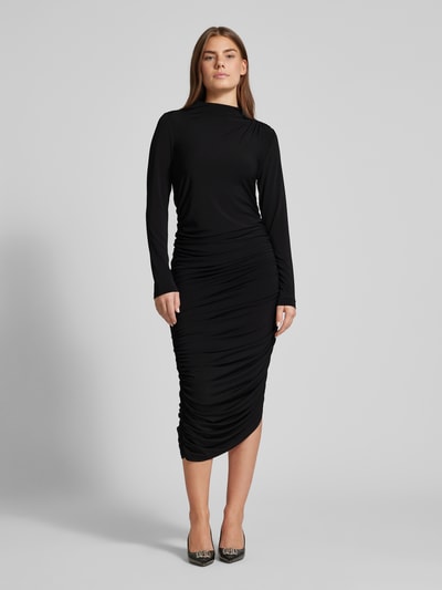 Christian Berg Woman Selection Maxikleid mit Raffungen und Stehkragen Black 4