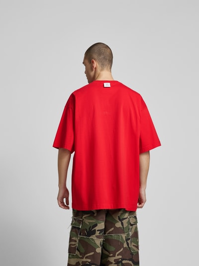 VETEMENTS Oversized T-Shirt mit Label-Stitching Rot 5