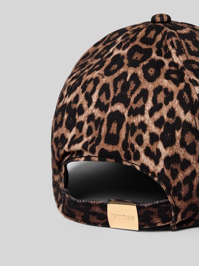 Produktfoto, Basecap im Allover-Look mit Label-Detail von Guess aus reiner Baumwolle mit verstärktem Schirm, braunes Leopardenmuster