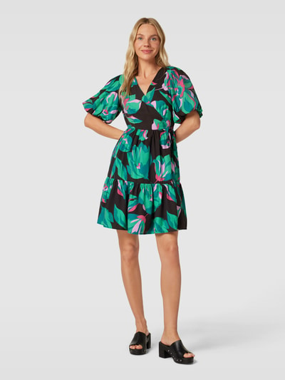 YAS Knielange jurk met all-over print, model 'SAGGA' Zwart - 1