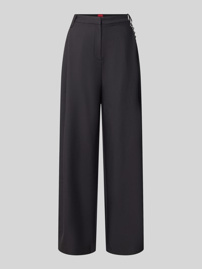 Produktfoto, Regular Fit Barrel Leg Hose mit Viskose-Anteil Modell 'Hentessa-1' von HUGO in Schwarz, Twill-Struktur, High Waist, Kettchen, unifarben