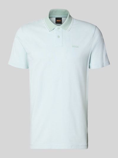 Produktfoto, Relaxed Fit Poloshirt aus reiner Baumwolle Modell 'PEOXFORDNEW' von BOSS, mehrfarbig, Struktur glatt, Kurzarm, Polokragen, 2-Knopf-Verschluss, Logo-Print, Optik: Mehrfarbig