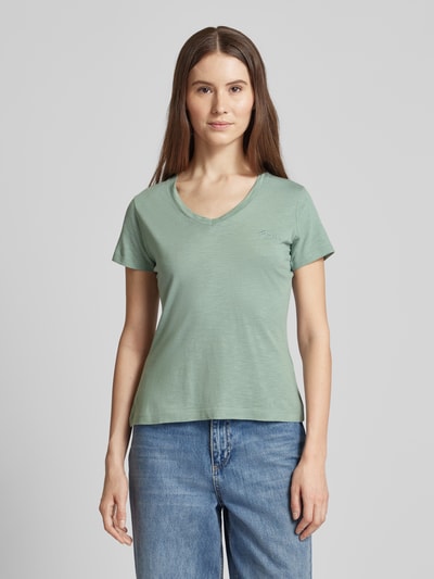 Guess T-shirt met labelstitching Rietgroen - 4