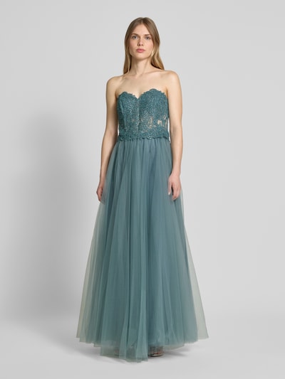 Mascara Off shoulder-avondjurk met kant en siersteentjes Mintgroen - 4