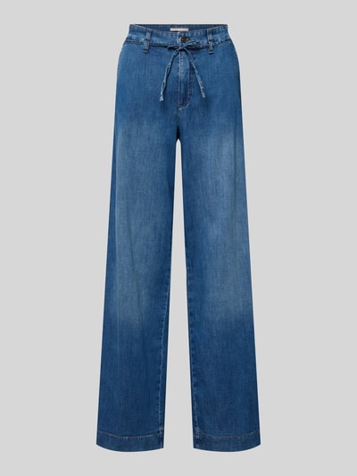 Produktfoto, Wide Leg Jeans mit Bindegürtel Modell 'WENDY' von MAC, mieszanka bawełny i elastanu, szerokość w rozmiarze 36/32: 43 cm, długość wewnętrzna nogawki 82 cm, niebieski denim, produkt damski