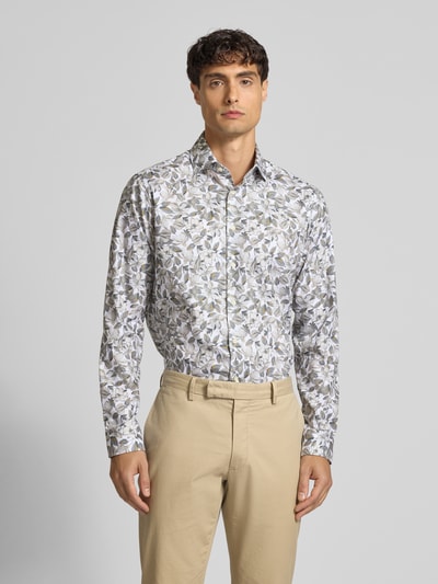 Christian Berg Men Regular Fit Freizeithemd mit floralem Allover-Print Weiss 4