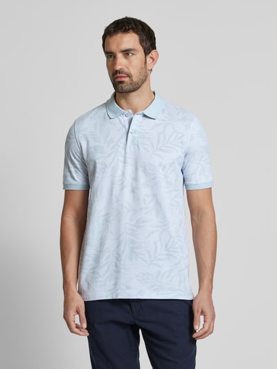 Fynch-Hatton Slim Fit Poloshirt mit Logo-Stitching Eisblau 4