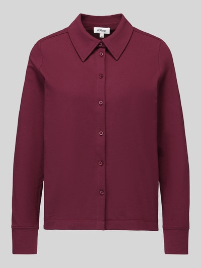 s.Oliver RED LABEL Regular fit blouse met lange mouwen van katoenmix Bordeaux - 2