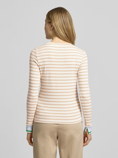 Marc Cain Slim fit shirt met lange mouwen met ronde hals Zand - 5