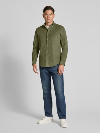Tommy Hilfiger Regular Fit Cord-Hemd aus reiner Baumwolle Oliv 1