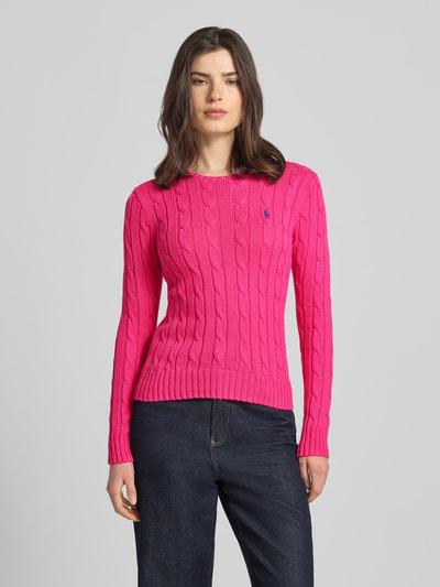 Polo Ralph Lauren Strickpullover mit Zopfmuster Modell 'JULIANNA' Pink 4