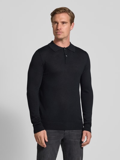 Christian Berg Men Slim fit gebreide pullover van wolmix Zwart - 4