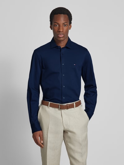 Tommy Hilfiger Tailored Slim fit zakelijk overhemd met kentkraag, model 'Parker' Marineblauw - 4