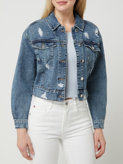 Only Cropped Jeansjacke im Used-Look Modell 'Malibu' Jeansblau 4