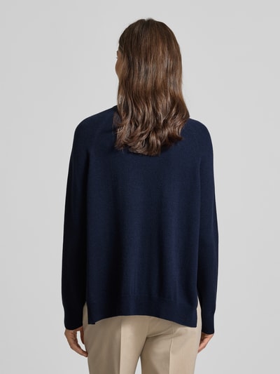 0039 Italy Gebreide pullover van kasjmiermix met raglanmouwen, model 'NIKITA' Donkerblauw - 5