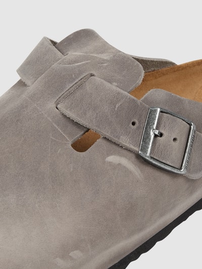 Birkenstock Clogs aus Leder Modell 'Boston' Hellgrau 2