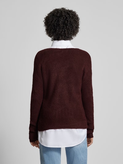 Only Pullover met V-hals, model 'CAMILLA' Bordeaux - 5