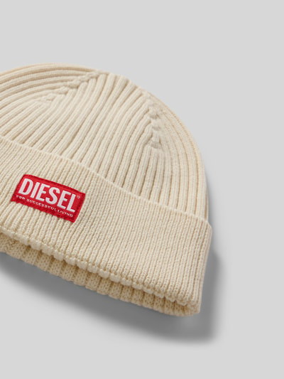 Diesel Beanie mit Label-Detail Offwhite 3
