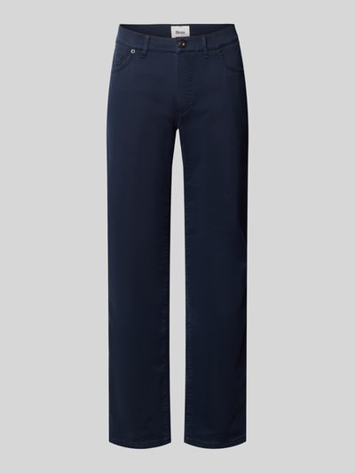 Produktfoto, dunkelblaue Regular Fit Weite Hose aus Baumwoll-Mix mit Lyocell-Anteil von Brax, glatte Struktur, Herren Weite Hose