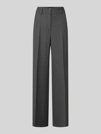 Produktfoto, graue weite Hose mit Bügelfalten, feine Struktur, Regular Fit Weite Hose mit Viskose-Woll-Anteil Modell 'AMELIE' von CAMBIO, Damen Weite Hose
