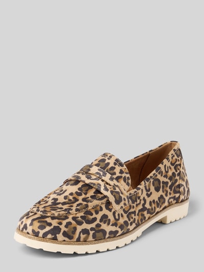 Produktfoto, Slipper mit Animal Print von Tamaris, efekt: wzór na całej powierzchni, nosek buta zaokrąglony, obcas słupek, zwierzęcy nadruk, bez zapięcia, wyprofilowana podeszwa