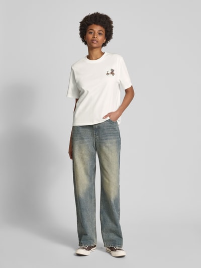 Marc O'Polo Denim T-Shirt mit Label-Print Weiss 1