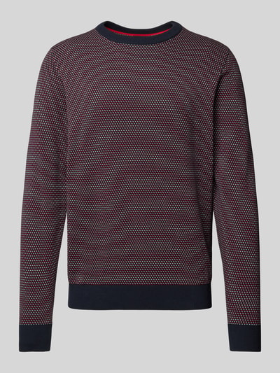 bugatti Strickpullover mit gerippten Abschlüssen Rot 1