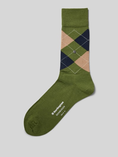 Burlington Socken mit Label-Detail Modell 'Edinburgh' Gruen 1