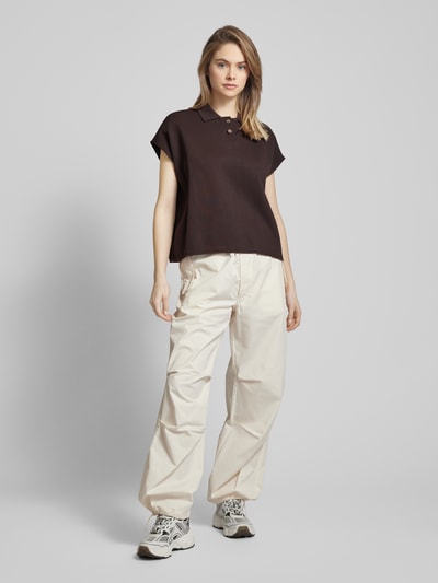 Marc O'Polo DENIM Poloshirt mit kurzer Knopfleiste Dunkelbraun 1