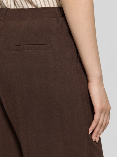 Jake*s Casual Stoffhose aus Viskose-Leinen-Mix mit elastischem Bund Dunkelbraun 3
