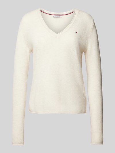 Tommy Hilfiger Pullover mit abgerundetem V-Ausschnitt Modell 'SOFT WOOL' Offwhite 2