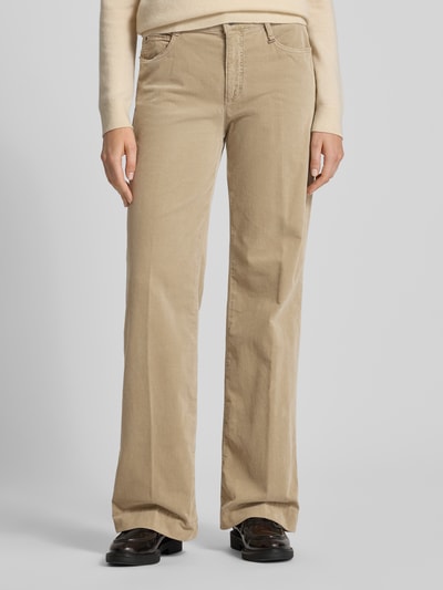 MAC Corduroy broek met wijde pijpen en steekzakken Zand - 4