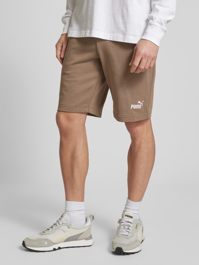 PUMA PERFORMANCE Regular fit sweatshorts met labelstitching Taupe - 4