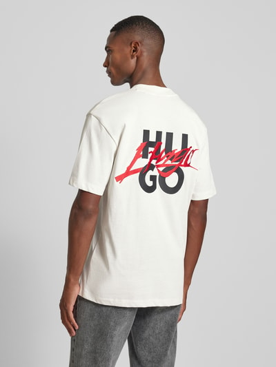 HUGO Regular fit T-shirt met ronde hals, model 'Dlogotee' Offwhite - 5