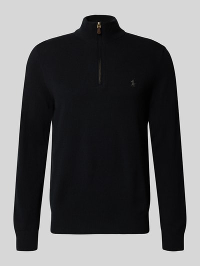 Polo Ralph Lauren Strickpullover aus Wolle mit Stehkragen und Reißverschluss Black 2