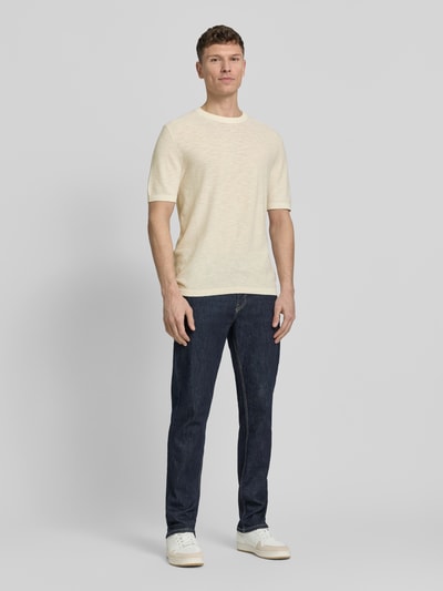 Marc O'Polo Regular Fit T-Shirt aus Baumwoll-Leinen-Mix Offwhite 1