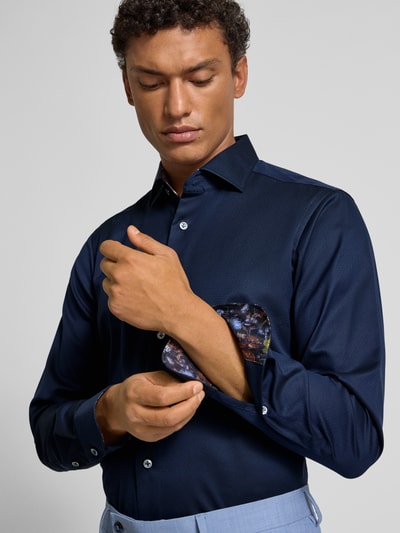 OLYMP SIGNATURE SLIM FIT Slim fit vrijetijdsoverhemd met kentkraag, model 'Savio' Marineblauw - 3