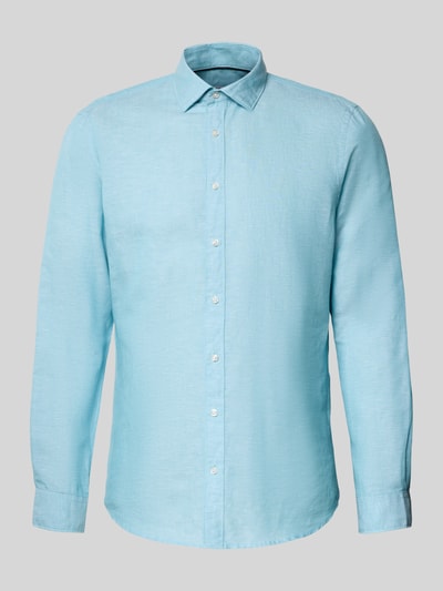 Jake*s Regular Fit Freizeithemd aus Leinen-Mix Aqua 2