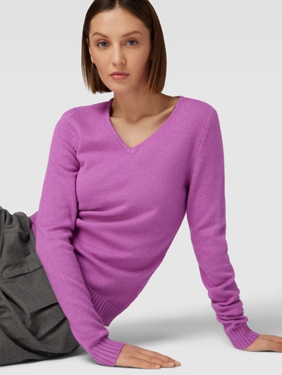 Vila Gebreide pullover met ribboorden, model 'VIRIL' Fuchsia - 3