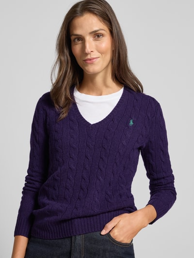 Polo Ralph Lauren Gebreide pullover met kasjmier, model 'KIMBERLY' Helder paars - 3