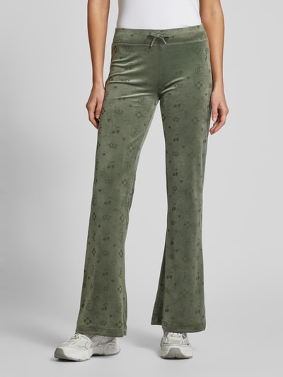 Juicy Couture Flared Sweatpants mit Tunnelzug Modell 'MONOGRAM LISA' Oliv 4