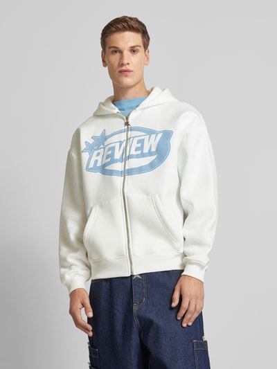 REVIEW Sweatjacke mit Label-Print Offwhite 4