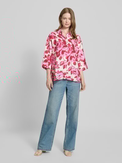 MSCH Copenhagen Regular Fit Bluse mit 3/4-Arm Modell 'Edrina' Pink 1