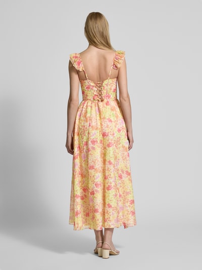 ADLYSH Cocktailkleid mit Volantärmel Hellgelb 5