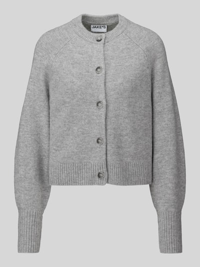 Jake*s Casual Strickjacke aus reiner Wolle mit Label-Detail Silber Melange 2