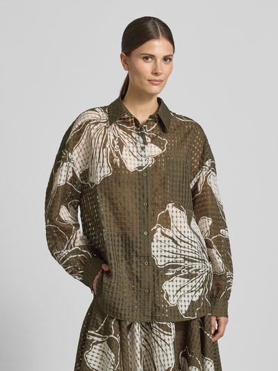 Essentiel Antwerp Bluzka koszulowa o kroju oversized z kołnierzykiem koszulowym model 'JORANGE' Oliwkowy 4
